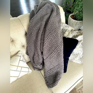 Charcoal gray handmade throw blanket with gorgeous details
